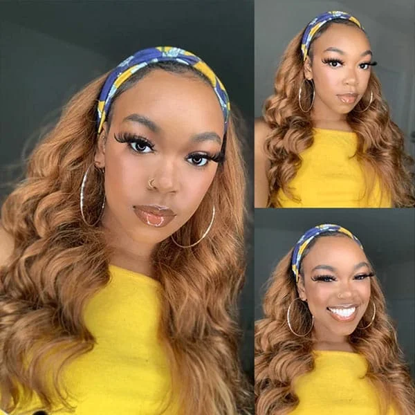 Colored wig with a curly texture for a bold and stylish choiceMslynn Headband Wig Body Wave Human Hair Wig Headband Scarf Full Machine Made Wigs