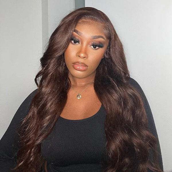 Colored wig with a wispy fringe for a soft and feminine lookMslynn Body Wave Wig Human Hair Dark Brown Wig Lace Front Wig Colored Wigs And Lace Closure Wigs