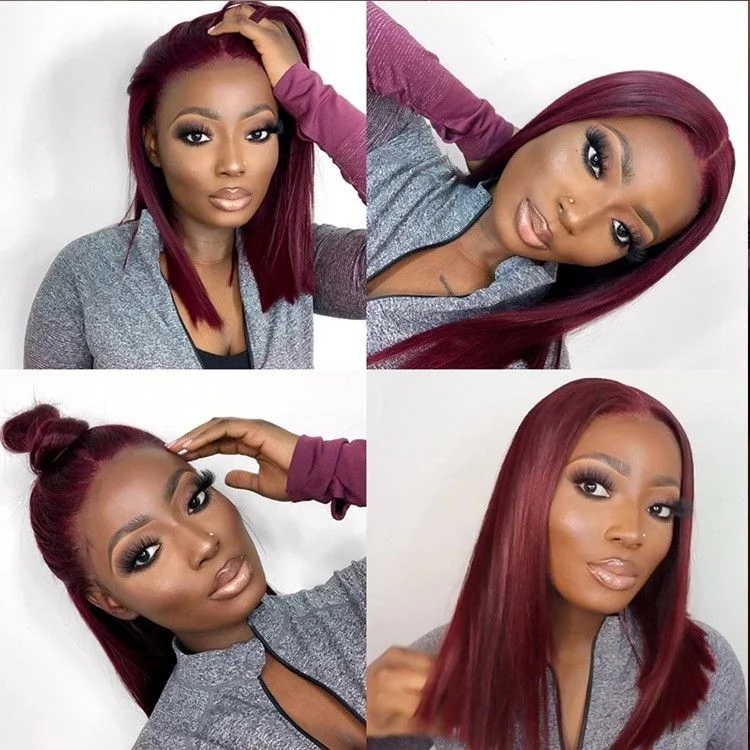 Colored wig with a 150 - density for a full and thick appearanceColour : Burgundy 13a Bob