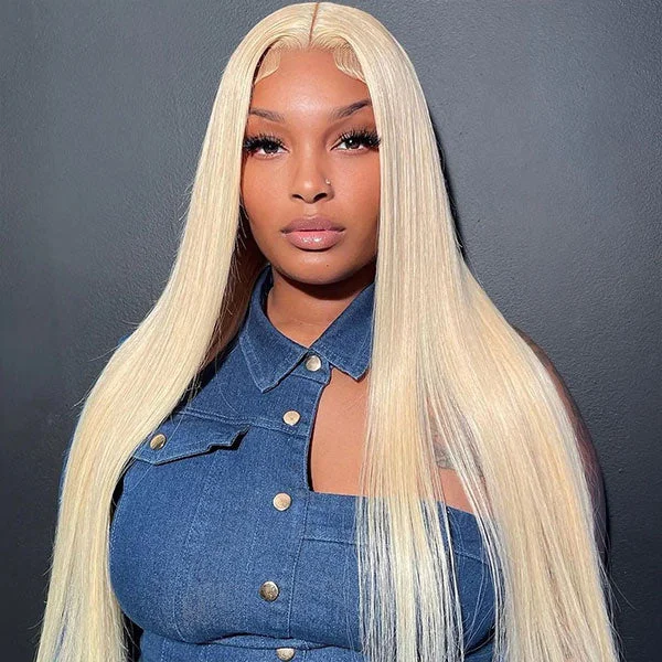 Colored wig with a side - swept bang for a sophisticated lookMslynn 613 Blonde Wig Straight Lace Front Human Hair Wigs Virgin Hair