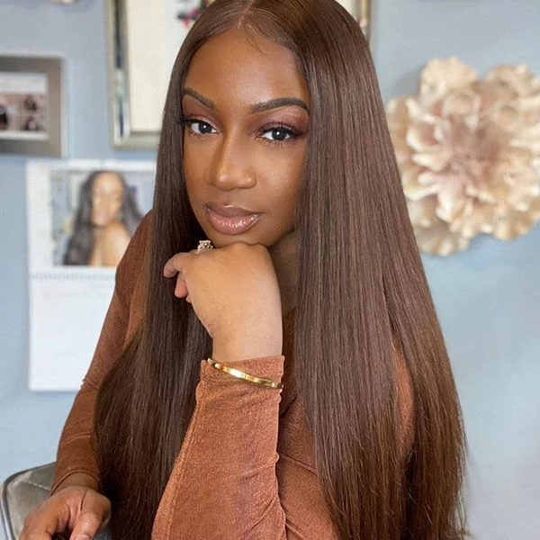 Colored wig with a natural - looking root for a more realistic lookMslynn Hair Light Brown Wig Straight Human Hair Wig Lace Front Wigs Colored Wigs And Lace Closure Wig