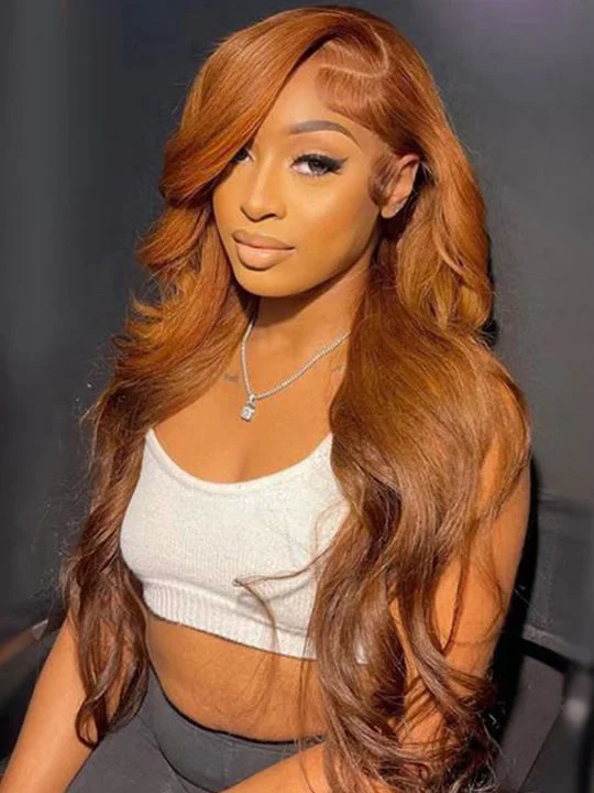 Colored wig with a wispy fringe for a soft and feminine look#30 Brown Wig 5x5 13x4 13x6 Lace Front Wigs 3D Body Wave Virgin Human Hair Wigs