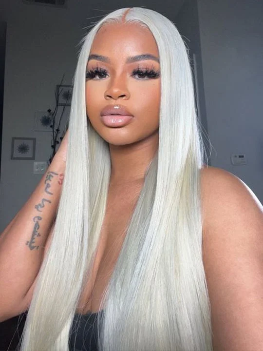 Colored wig with a silk - base cap for a comfortable and smooth feelWhite Wig 13x4 13x6 Transparent HD Lace Wigs 100% Human Hair