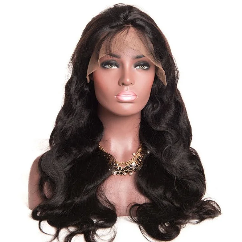 Human - hair wig with a honey - blonde color for a warm and sunny look100% Human Hair Lace Front wigs ( Virgin hair) Body Wave - 10A Grade