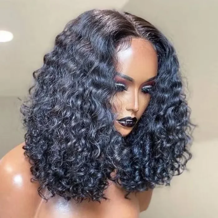 Lace wig with a natural - looking root for a more realistic look$100 OFF | Code: SAVE100 Klaiyi Water Wave 6x4.75 Lace Closure Put On and Go Glueless Wig Short Bob Virgin Human Hair