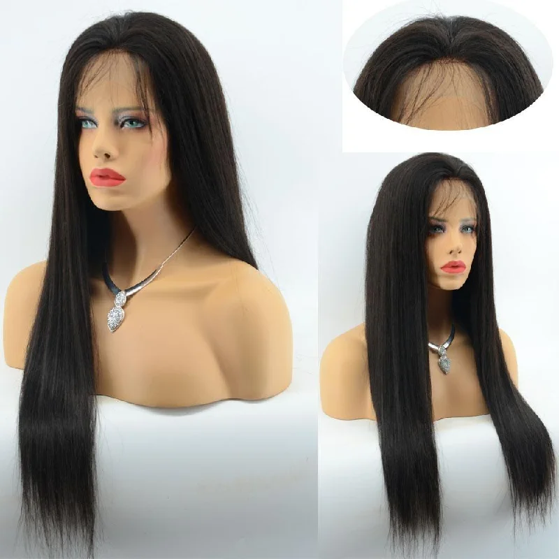 Human - hair wig with a wispy fringe for a soft and feminine look10A Grade Clueless Full Lace Wigs 100% Virgin Hair ( Straight )