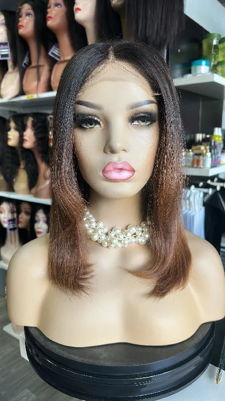 Human - hair wig with a 180 - density for a full and thick appearance16 inches Custom Made