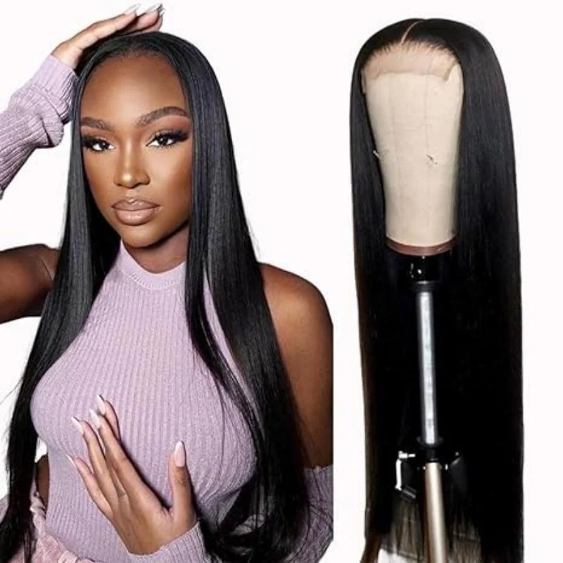 Virgin - human - hair wig with a natural - looking texture for a luxurious feelSophistication and Style with FAYUAN Breathable Pre Plucked Pre Cut Straight 5x5 Lace Wig