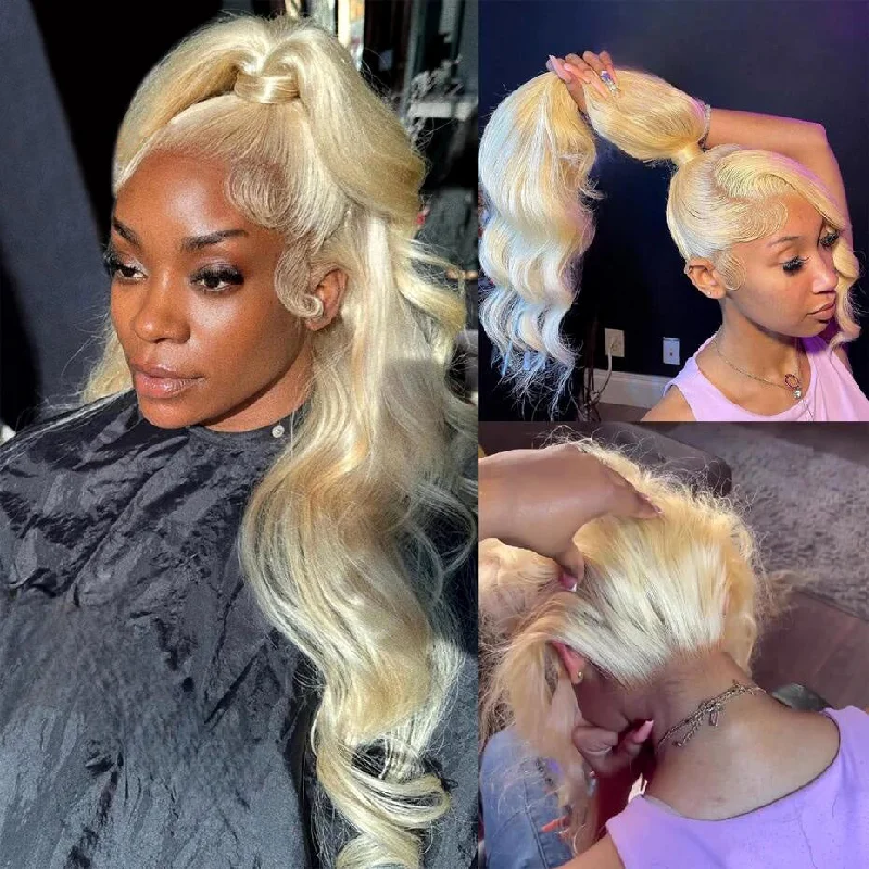 Adjustable - cap lace wig for a comfortable fit613 Blonde Preplucked Human Hair 360 Lace Wig