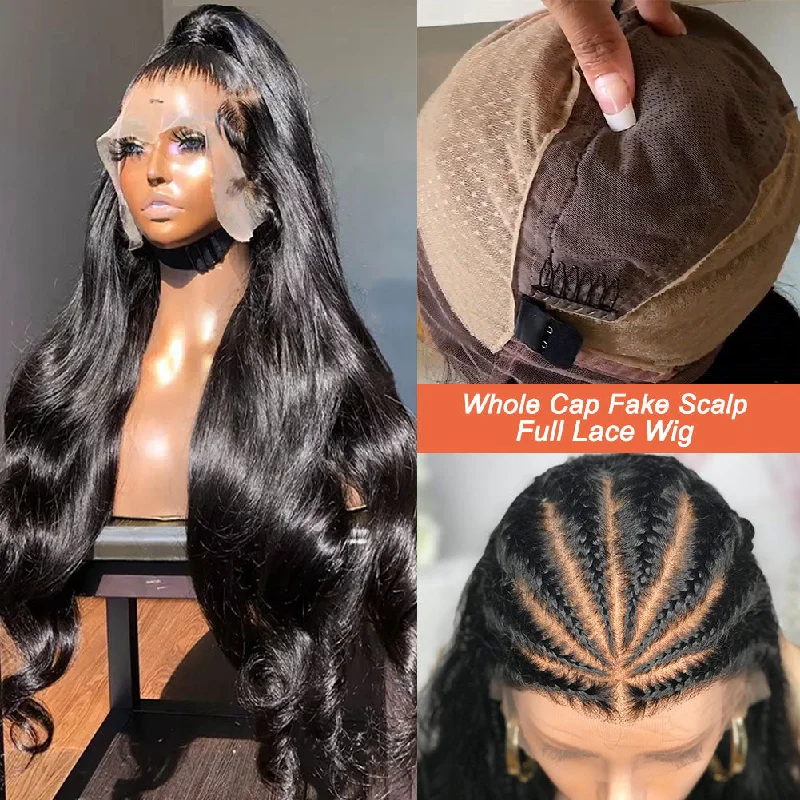 Lace wig with a silk - base cap for a comfortable and smooth feelAbigail | Full Lace Fake Scalp Preplucked Virgin Human Hair Wig | Body Wave