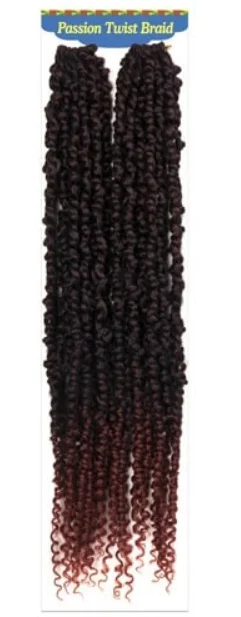 Human hair braided wigs for a luxurious feelALI TRESS SYNTHETIC BRAIDS 2X PASSION TWIST 22"