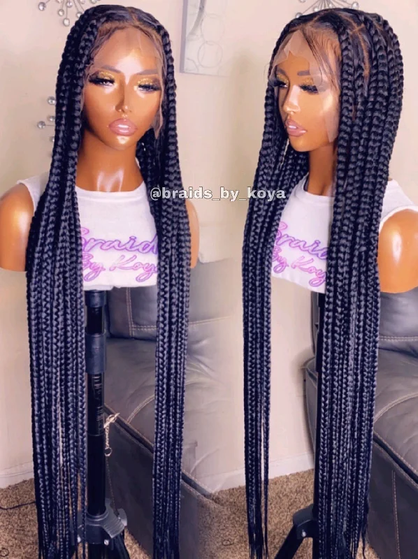 Braided wigs with a pre - plucked hairline for a natural lookBarbie Tingz Knotless Full Lace Wig Braided Wig