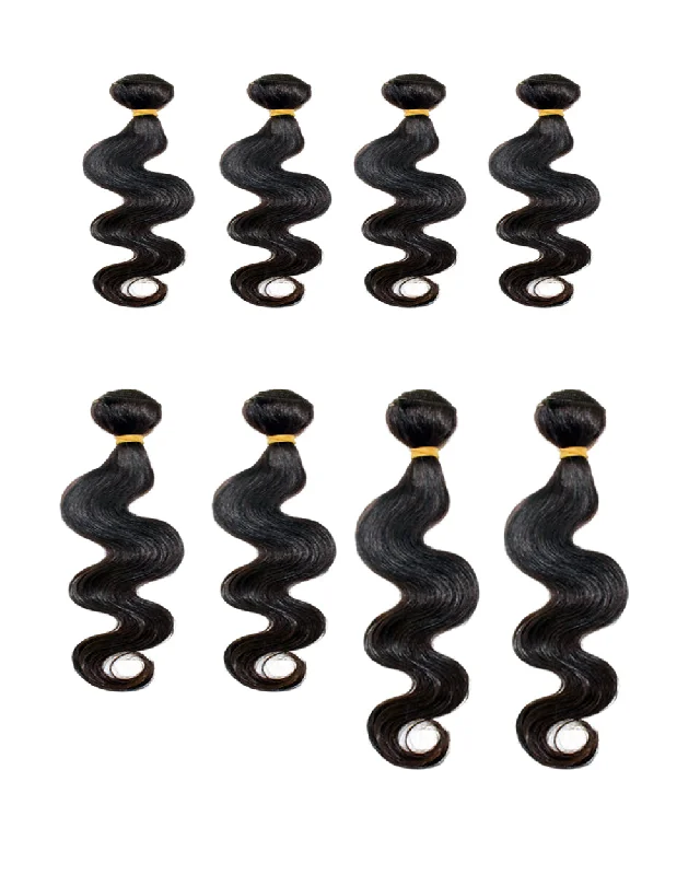 Colored braided wigs with a rainbow ombre effectBEAU-DIVA BODY WAVE 8PCS Human Blend Hair WEAVES PACKAGE 14"+16"+18"