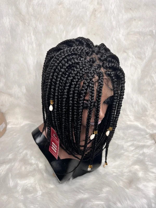 Bohemian - style braided wigs with added beads and accessoriesPixie Braid BoB Full Lace