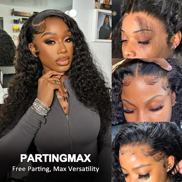 Lace wig with a side - part for a more flattering lookDeep Wave Human Hair HD Lace Front Wigs Natural Look Brazilian Deep Curly 13x4 13x6 Virgin Hair Frontal Wig