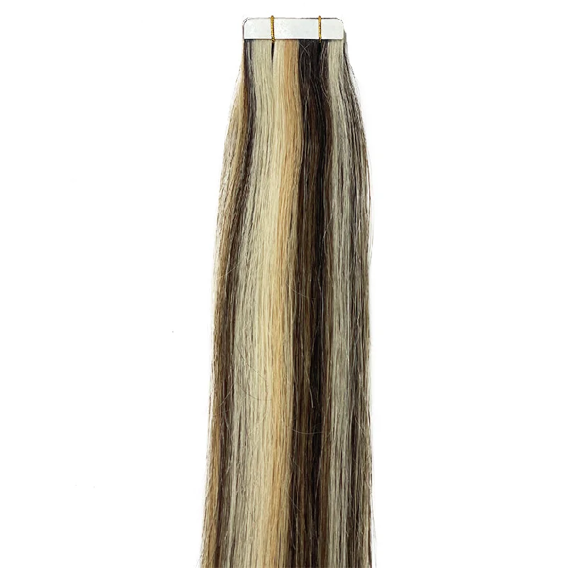 Blonde braided wigs for a trendy and sun - kissed appearance10A Straight Tape-In Human Hair Extension Color P4/27/613