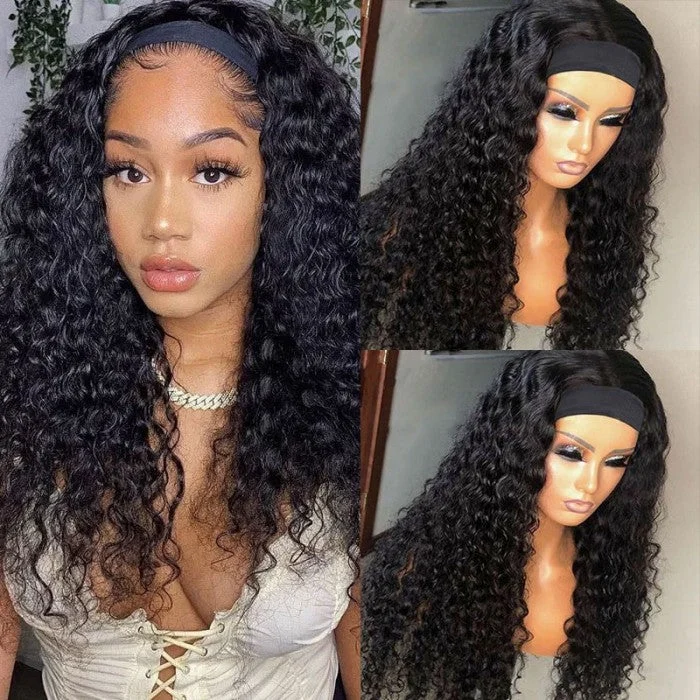 Peruvian - human - hair wig with a soft and manageable feelCurly Headband Wigs Human Hair Half Wigs