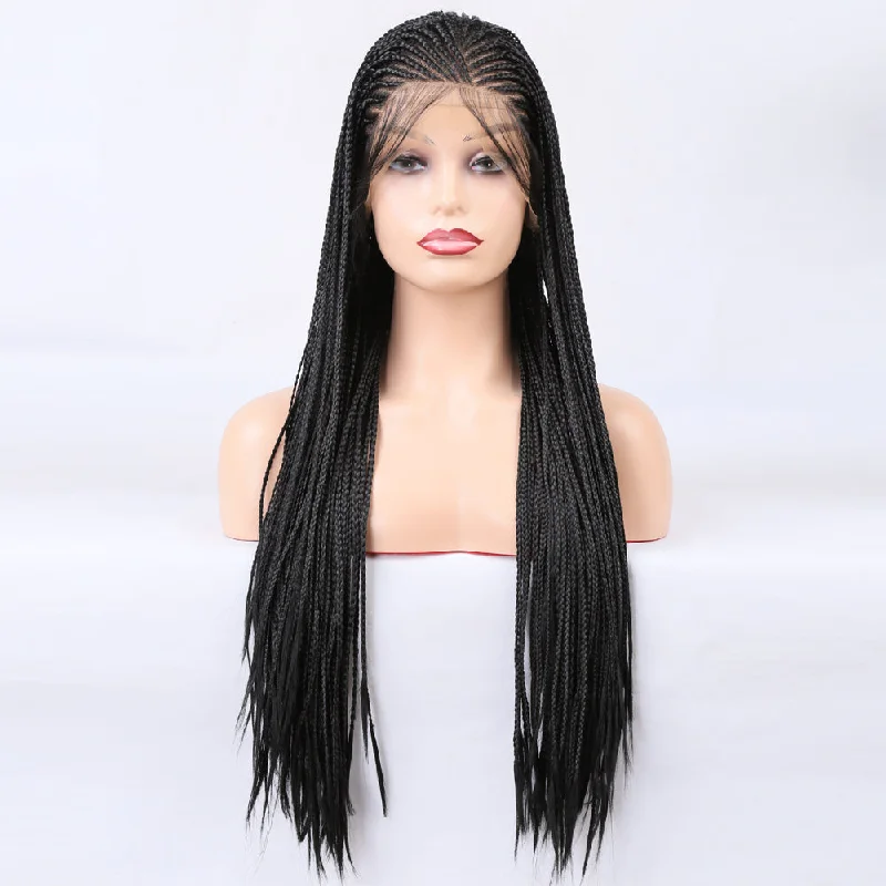 Lace wig with a side - part for a more flattering lookPremium Wig - Elvira Front Lace Long Braided Wigs