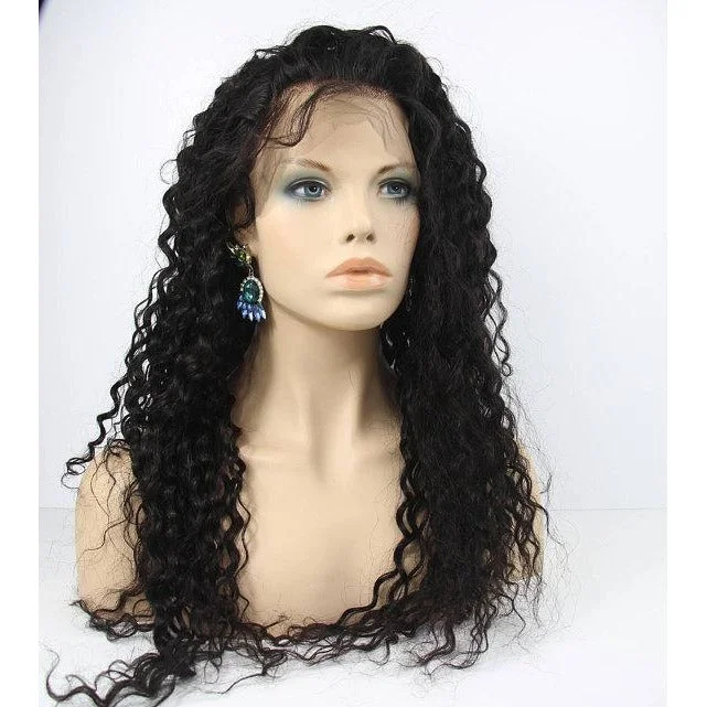 Human - hair wig with a curly texture for a bold and stylish choiceFull Lace Wig  Loose Deep Wave 100% Virgin Hair - 8A Grade