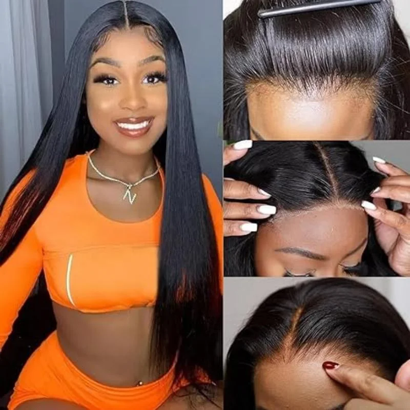 Human - hair wig with a honey - blonde color for a warm and sunny lookFlawless Style Made Easy - Try FAYUAN Straight Breathable 5x5 Lace Closure Wig with Pre Cut