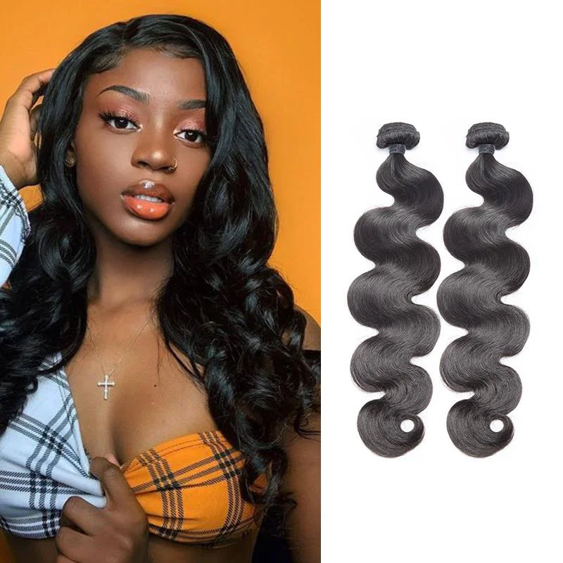 Braided wigs with a middle - part for a classic and elegant styleGrade 10A+ Virgin Hair 2/3 Bundles Body wave No Tange No Shedding