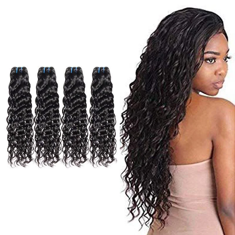 Braided wigs with a water - wave texture for a unique lookGrade 9A 4bundles Water wave No Tange No Shedding 100% Human hair