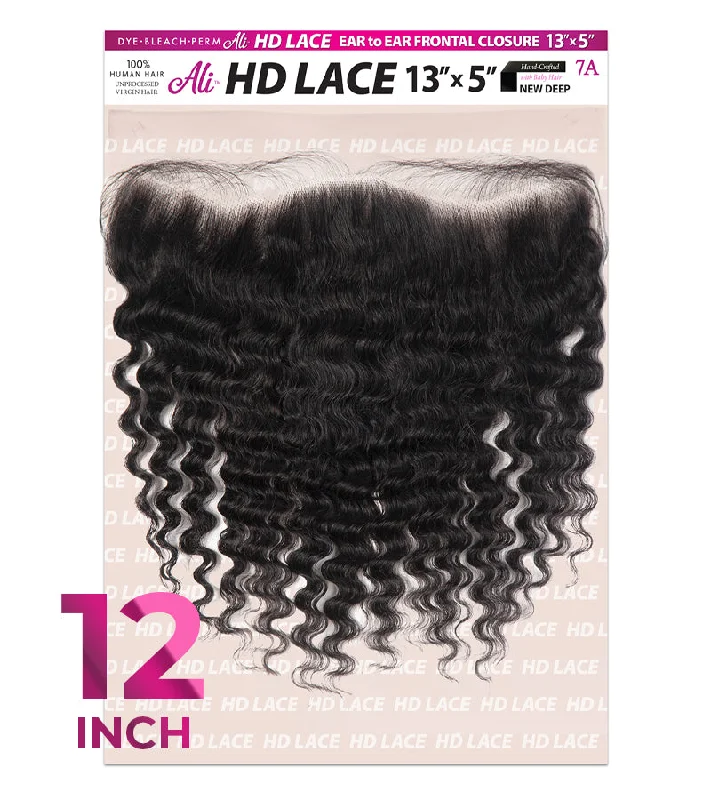 Braided wigs with a pre - plucked hairline for a natural lookNew Born Free HD 13X5 LACE EAR to EAR FRONTAL CLOSURE-NEW DEEP 12" - HDC135N12