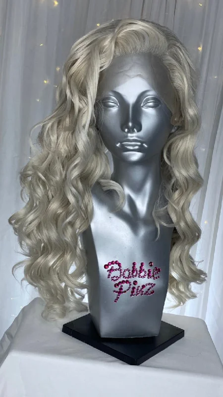 Lace wig in a chocolate - brown color for a rich and warm appearance"Heather" - Pale Ash Blonde