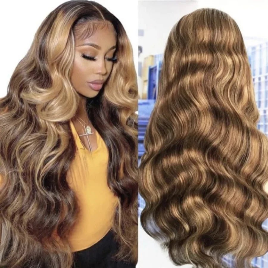 Virgin - human - hair wig with a natural - looking texture for a luxurious feelHighlight Blonde Lace Front Human Hair