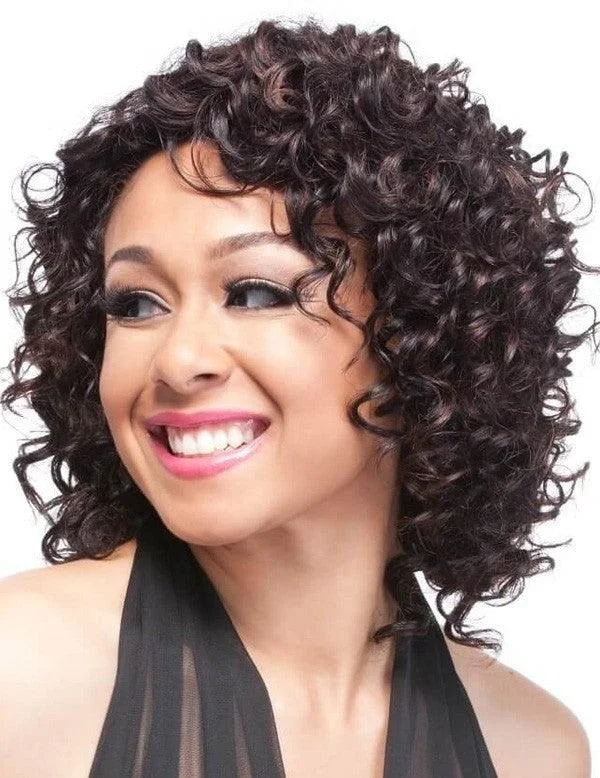 Human - hair wig with a wispy fringe for a soft and feminine lookIts a Cap 100% Human Hair Wig HH Deep Wave