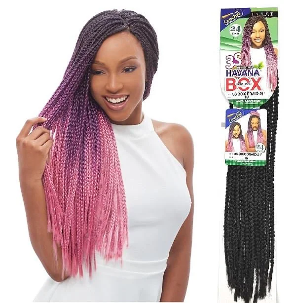 Braided wigs with a pre - plucked hairline for a natural lookJanet Havana Box braid 24”