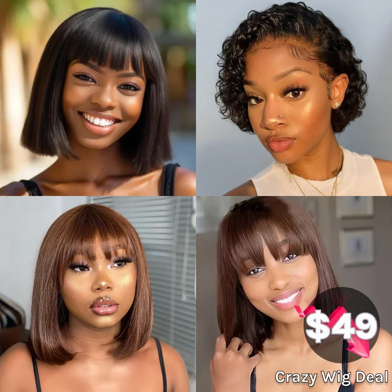 Lace wig with a platinum - blonde color for a bold and trendy lookBlack Friday $49 Wig Deal|Klaiyi  Short Pixie Cut Lace Front Bob Wigs Human Hair Flash Sale