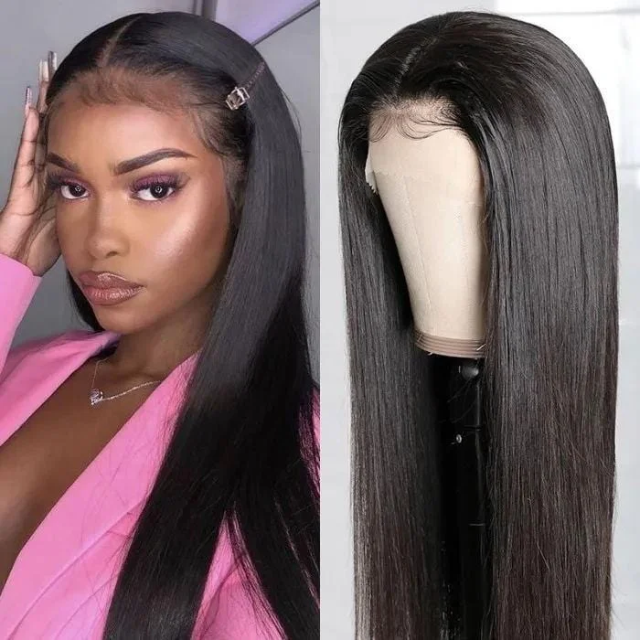 Lace wig with a side - part for a more flattering lookKlaiyi Straight Lace Frontal Wigs Human Hair for Women Lace Part Closure Wig Pre Plucked