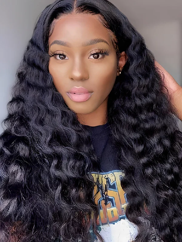 Lace wig with a honey - blonde color for a warm and sunny appearanceCurlyMe Loose Wave Hair 5x5 Swiss HD Lace Closure Wigs Pre Plucked Natural Color