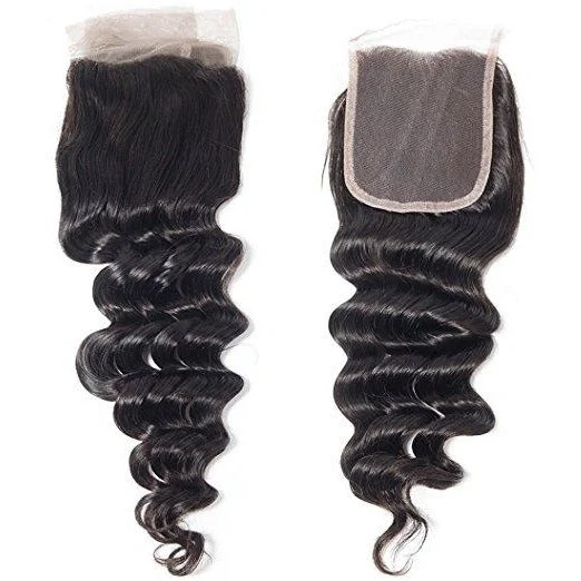 Human - hair wig with a side - part for a more flattering appearanceMink Hair Lace Closure 4*4 100% Full Cuticle Virgin Hair