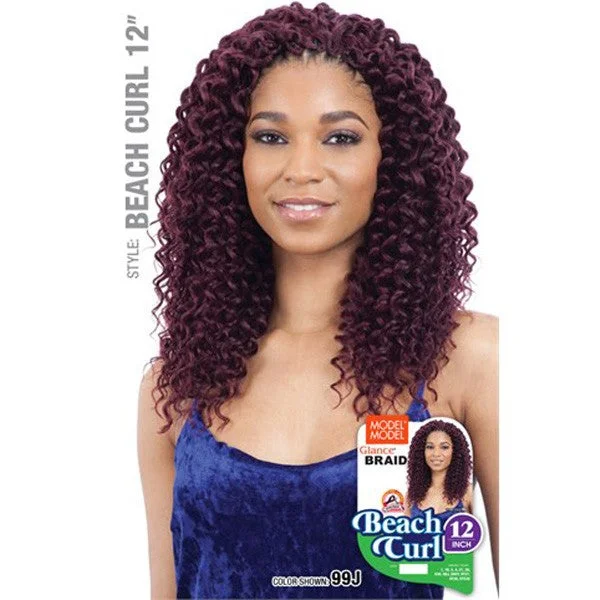 Braided wigs with a 180 - density for a full and thick appearanceModel Model Synthetic Crochet Glance Braid - BEACH CURL 12"