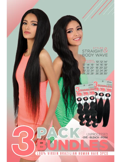 Braided wigs with a side - part for a flattering lookMotown Tress 100% Virgin Brazilian Human Hair 3 Pack Bundles STRAIGHT Weave (H3PS)