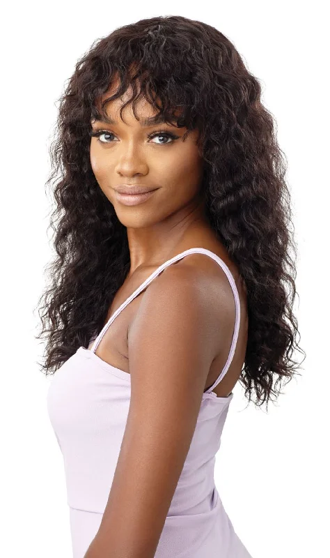 Human - hair wig with a side - swept bang for a sophisticated lookMy Tresses Purple Label 7A Unprocessed Human Hair Full Cap Wig HH- Wet & Wavy Natural Wave 20"