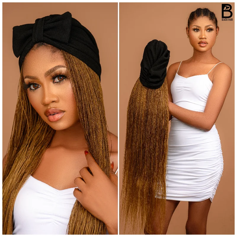 Braided wigs with a middle - part for a classic and elegant styleNora Surban Wig - Surban Wig