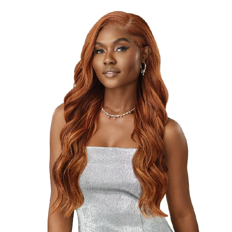 Lace wig with a honey - blonde color for a warm and sunny appearanceOutre Melted Hairline Swirlista Synthetic Glueless Lace Front Wig - Swirl 102