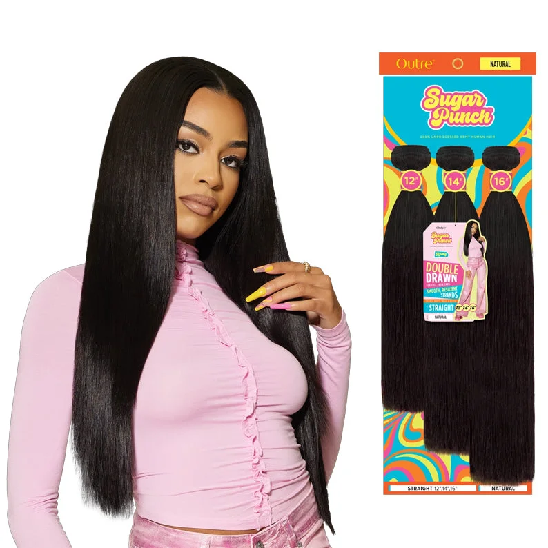 Adjustable - cap lace wig for a comfortable fitOUTRE Sugar Punch 100% Unprocessed Remi Human Hair Straight Multi Pack