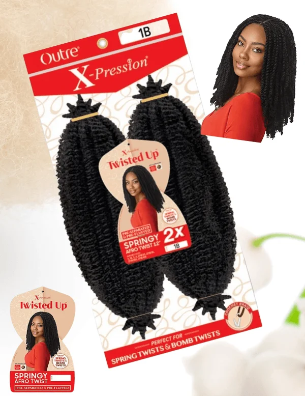 Synthetic braided wigs with a natural - looking textureOutre Synthetic Braid - X-pression Twisted Up Springy Afro Twist 12"