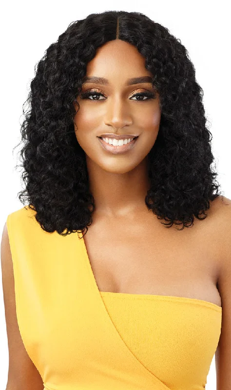 Adjustable - cap human - hair wig for a comfortable fitOutre The Daily Wig 100% Human Hair Wet N Wavy - Natural Curly 14"