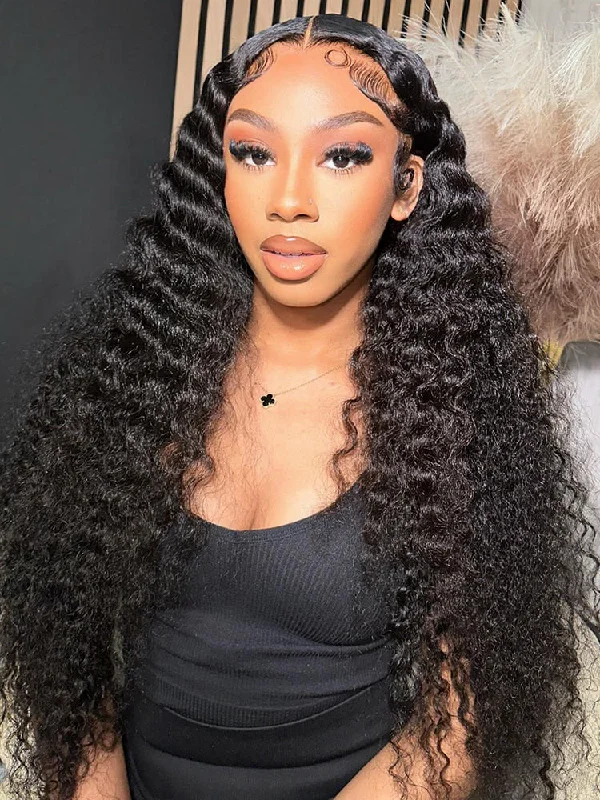 Lace wig with a natural - looking root for a more realistic lookCurlyMe Pre-bleached Loose Deep Wave Hair Wear Go Glueless Wig 7x5 Pre-cut HD Lace Pre-plucked