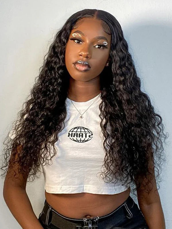 Lace wig with a curly texture for a bold and stylish choiceCurlyMe Natural Wave Hair Gorgeous 4x4 Lace Closure Wig Pre Plucked Natural Color Curly Hair