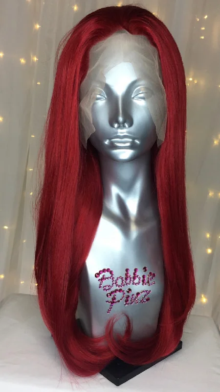 Lace wig with a side - swept bang for a sophisticated look"Priya" - Bright Red