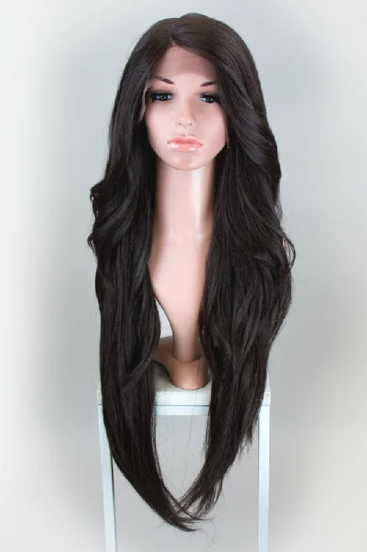 Lace wig with a pre - plucked hairline for a more natural lookPrudence Dark Chocolate - Natural