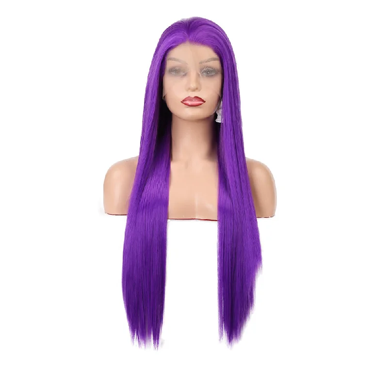 Lace wig with a silk - base cap for a comfortable and smooth feelPurple Revolution Front Lace Straight Hair Wig