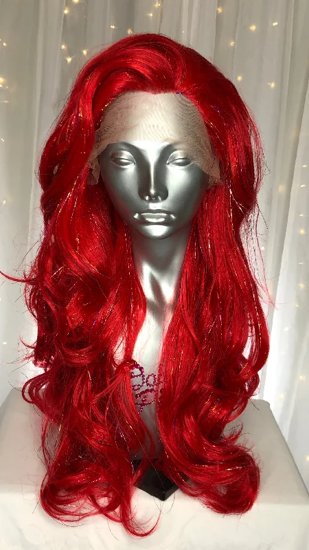 Lace wig with a pre - plucked hairline for a more natural look"Radiance" - Bright Red