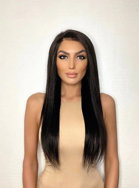 Human - hair wig with a honey - blonde color for a warm and sunny lookHuman Hair Zara Straight 20" Wig